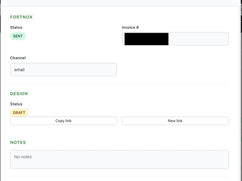 Invoice raised from the booking and sent by email